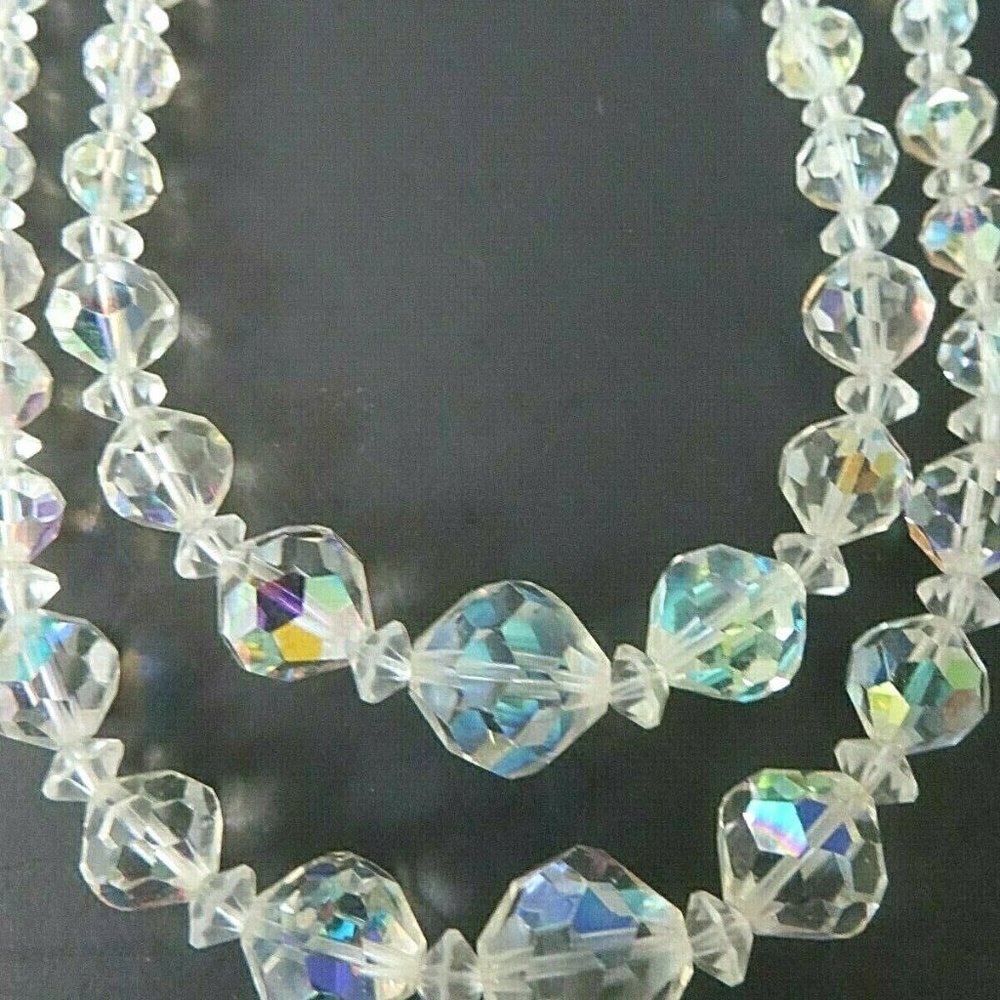 Vintage Clear Crystal Aurora Borealis Necklace - Picture 1 of 4
